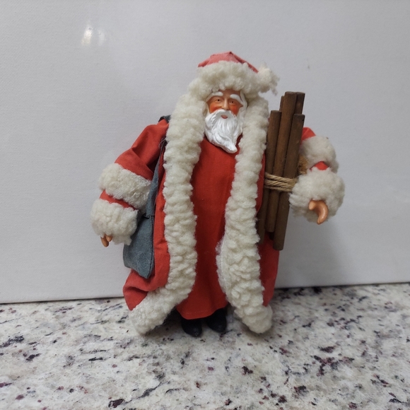 Santa Claus Christmas Figurine/ RUSS BERRIE & CO. / "FIrewood Santa" - Picture 1 of 3